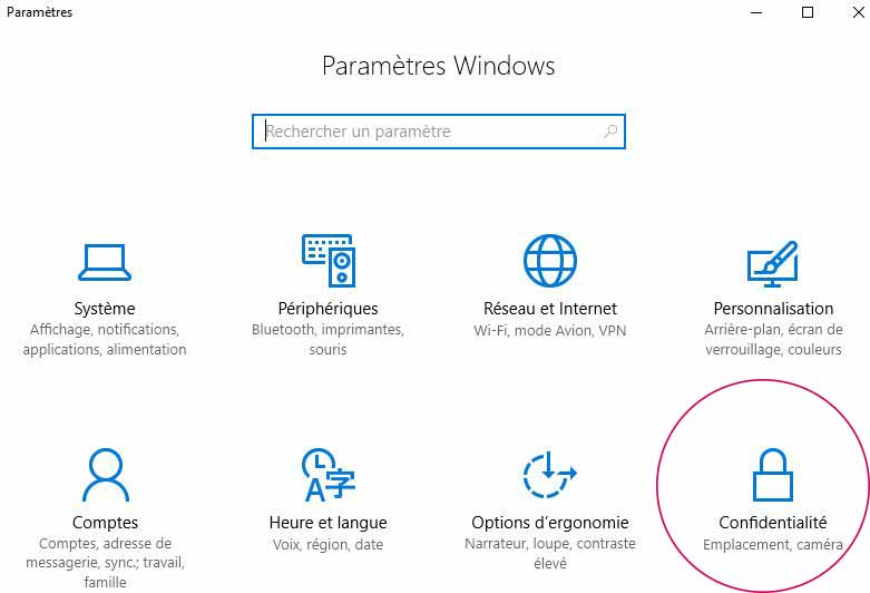paramètres-Confidentialité-windows-10