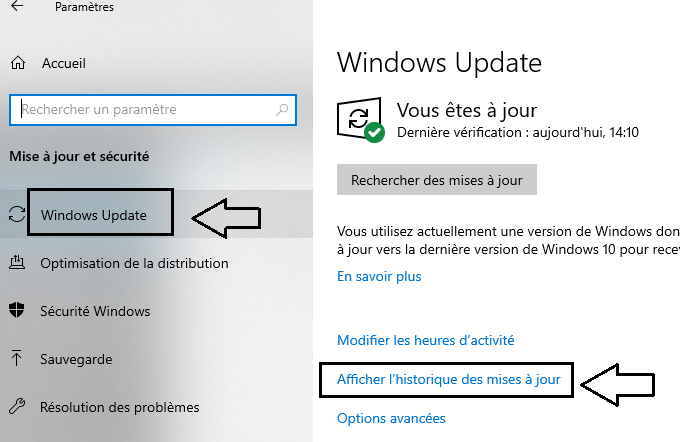 sélectionnez -l'onglet-Windows-Update
